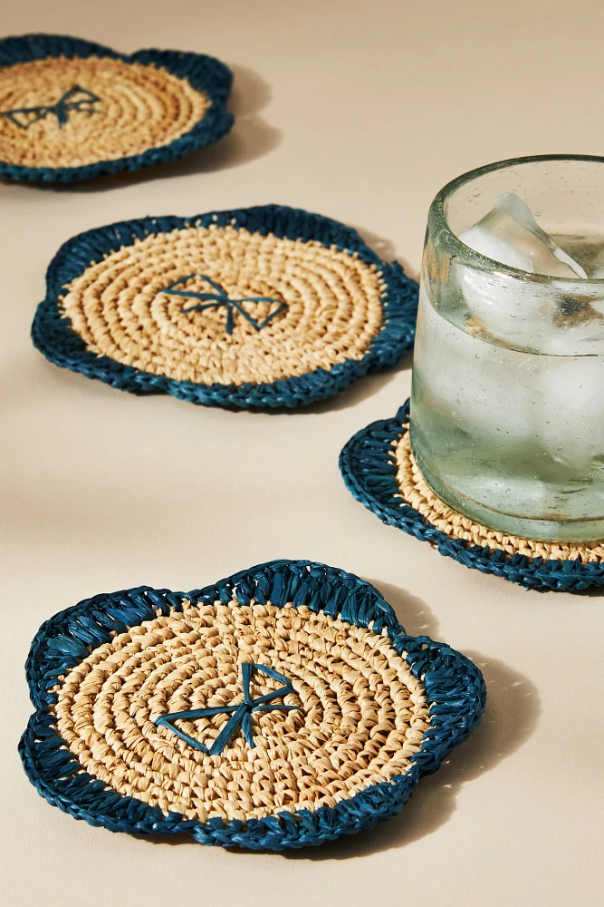 Handwoven Bow Coasters, Set of 4