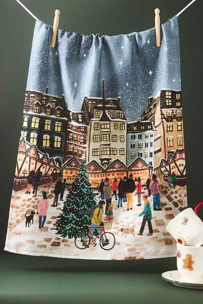 Christmas Village Dishtowel