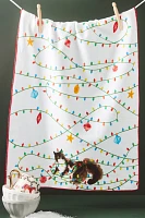 Cat Wrapped in Lights Dish Towel