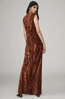 Ronny Kobo Hayley V-Neck Column Velvet Maxi Dress