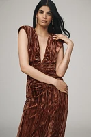 Ronny Kobo Hayley V-Neck Column Velvet Maxi Dress