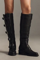 Intentionally Blank Pile Up Knee-High Biker Boots