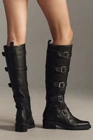 Intentionally Blank Pile Up Knee-High Biker Boots