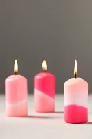 Pink Stories Dip Dye Neon Pillar Candles, Set of 3