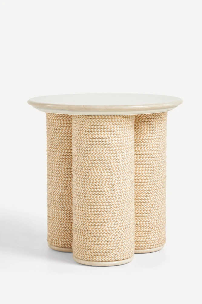 Atlas Marble and Jute Round Side Table