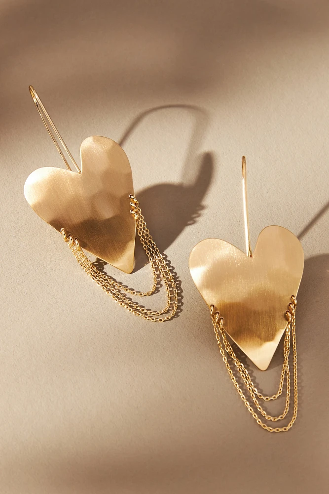 Heart Chain Drop Earrings