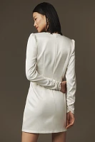 BHLDN Maya Long-Sleeve Twist Satin Mini Dress