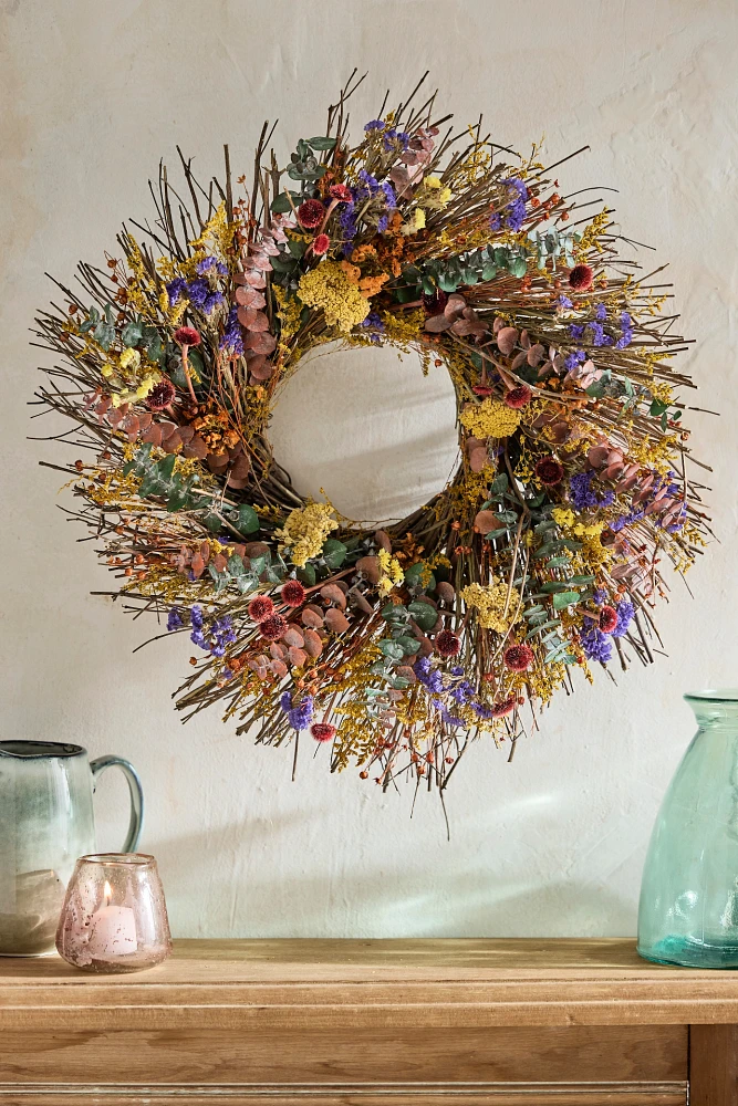 Preserved Yarrow + Indigo Wreath