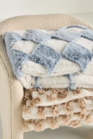 Checkered Sculpted Faux-Fur Throw Blanket