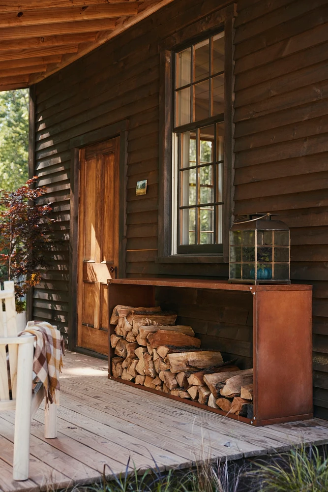 Weathering Steel Rectangle Log Holder