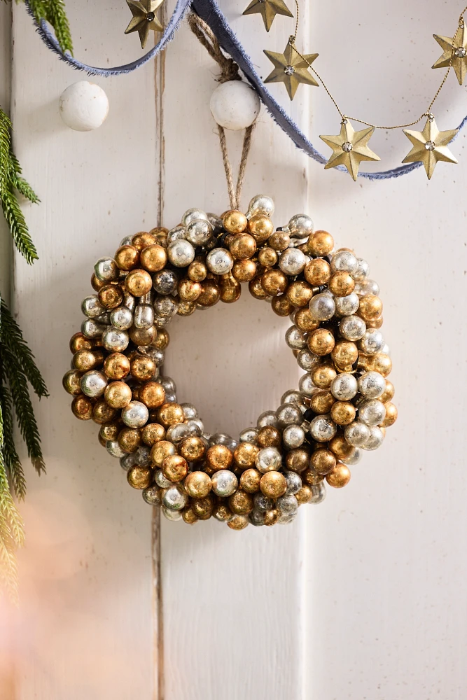 Good Cheer Bauble Ornament Wreath, Metallic