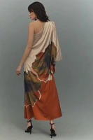 Hutch One-Shoulder Column Satin Maxi Dress