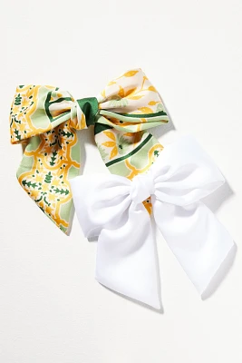 Printed & Solid Hair Bows, Set of 2