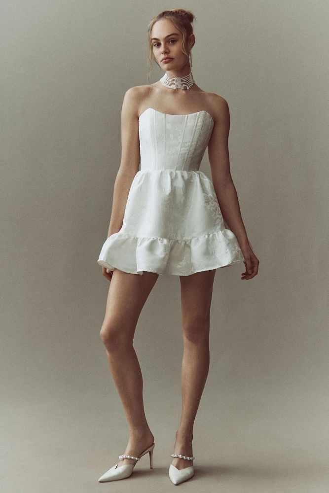 V. Chapman Ginny Strapless Corset Lace Mini Dress