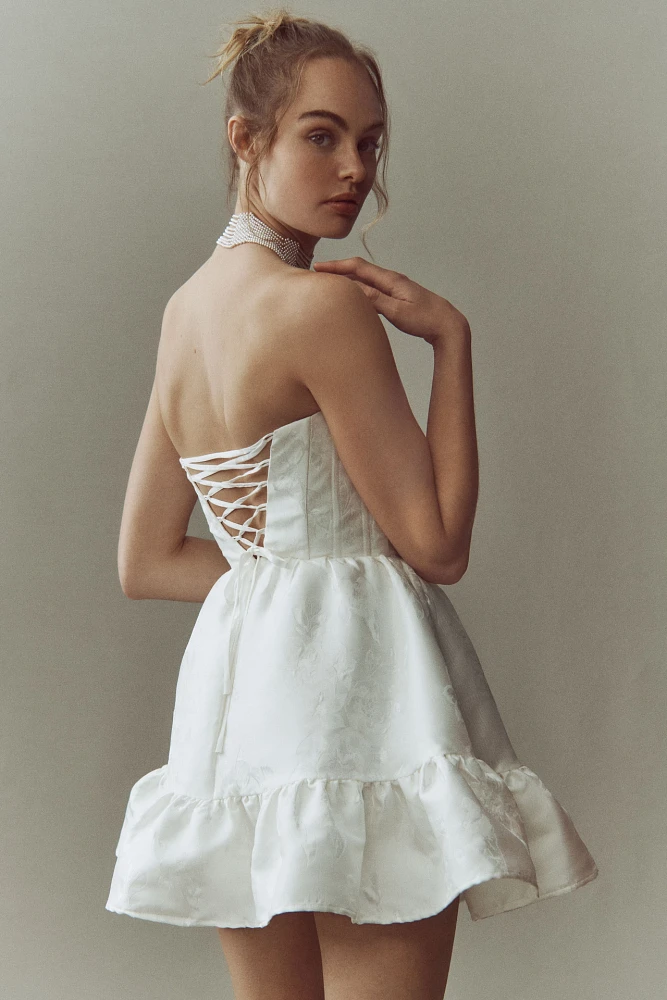 V. Chapman Ginny Strapless Corset Lace Mini Dress
