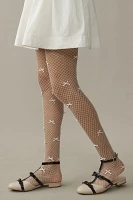 High Heel Jungle Fishnet Bow Velvet Flocking Premium Tights