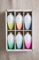 Ombre Pinecone Glass Ornaments, Set of 6