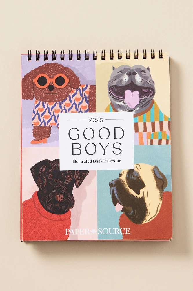 Paper Source Good Boys Dog 2025 Softcover Desk Calendar