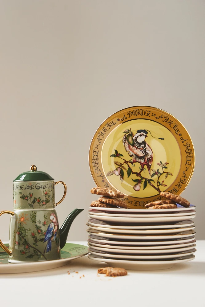 Phannapast Taychamaythakool x Anthropologie Twelve Days of Christmas Ceramic Stoneware Tea-For-One Set