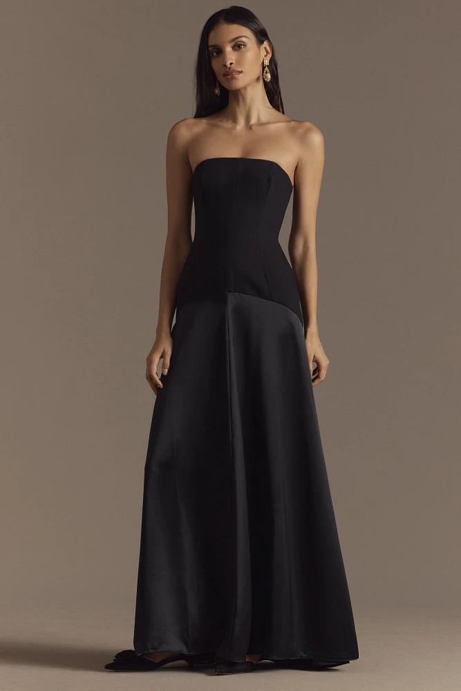 Shona Joy Adri Strapless Paneled Maxi Dress