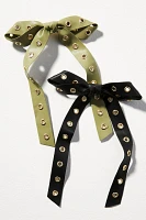 Faux Leather Grommet Bows, Set of 2