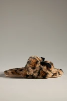 Maeve Faux-Fur Open-Toe Bow Slippers