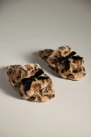 Maeve Faux-Fur Open-Toe Bow Slippers