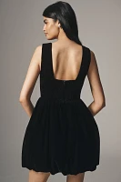 BHLDN Ariana Velvet Square-Neck Fit & Flare Bubble Mini Dress