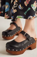 By Anthropologie Wood-Bottom Mule Heels