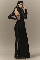 V. Chapman Jules Turtleneck Lace Column Maxi Dress