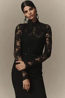 V. Chapman Jules Turtleneck Lace Column Maxi Dress