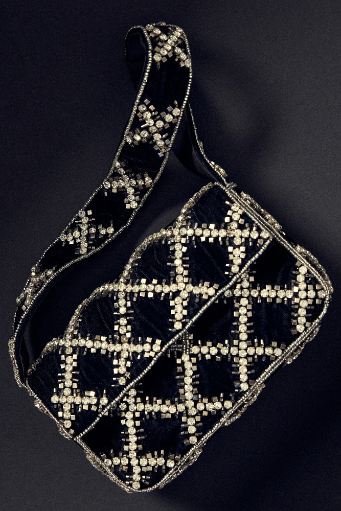 The Fiona Shoulder Bag: Velvet Rhinestone Edition