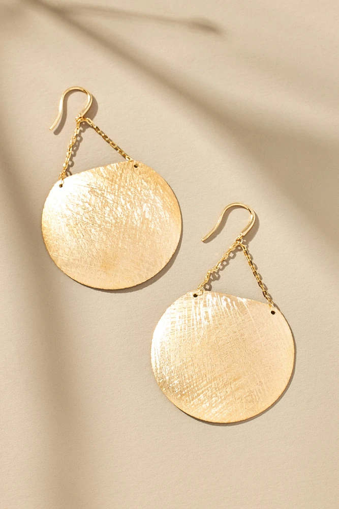 Hammered Disc Drop Earrings