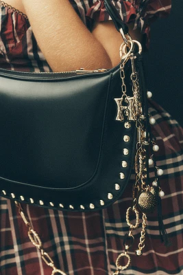 Studded Faux-Leather Shoulder Bag