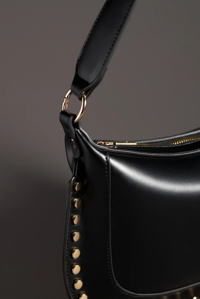 Studded Faux-Leather Shoulder Bag