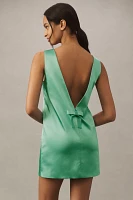 BHLDN Zara Square-Neck Bow Satin Mini Dress