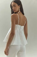 BHLDN Scoop-Neck Satin & Taffeta Peplum Tank