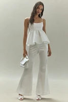 BHLDN Scoop-Neck Satin & Taffeta Peplum Tank