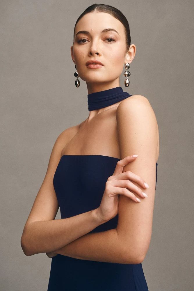 Norma Kamali Turtleneck Strapless Fishtail Gown