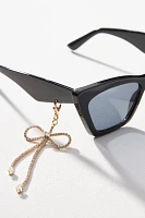 By Anthropologie Bow Rhinestone Charm Sunglasses