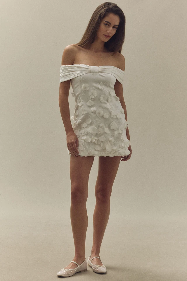BHLDN Off-The-Shoulder 3D Floral Mini Dress | The Summit