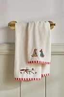 Holiday Icon Embroidered Cotton Hand Towel