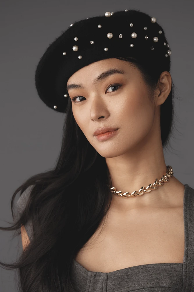 Maeve Pearl Embellished Beret