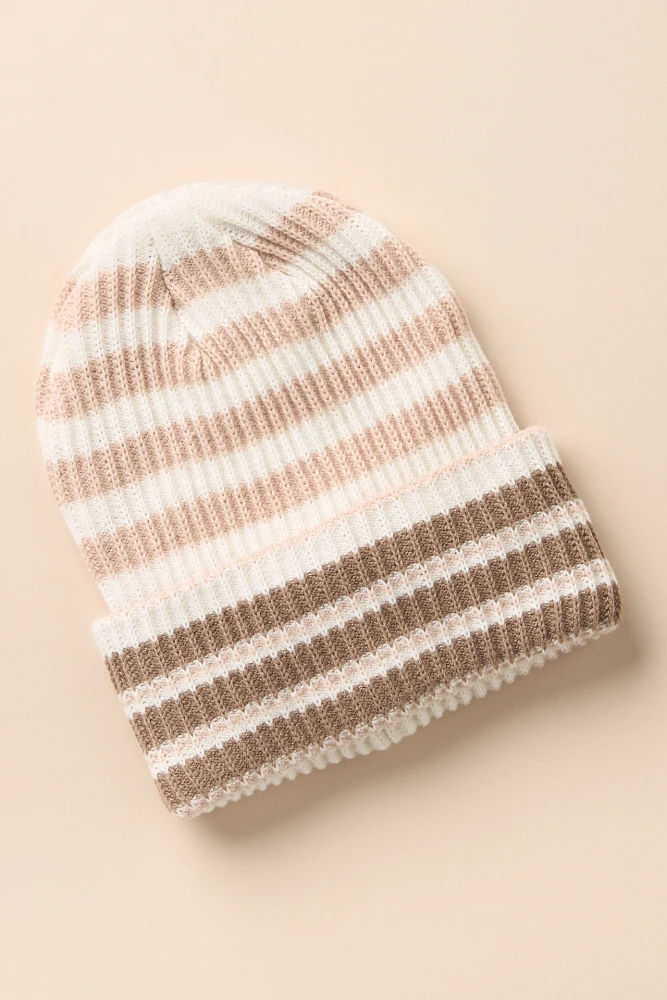 By Anthropologie Ribbed Stripe Beanie