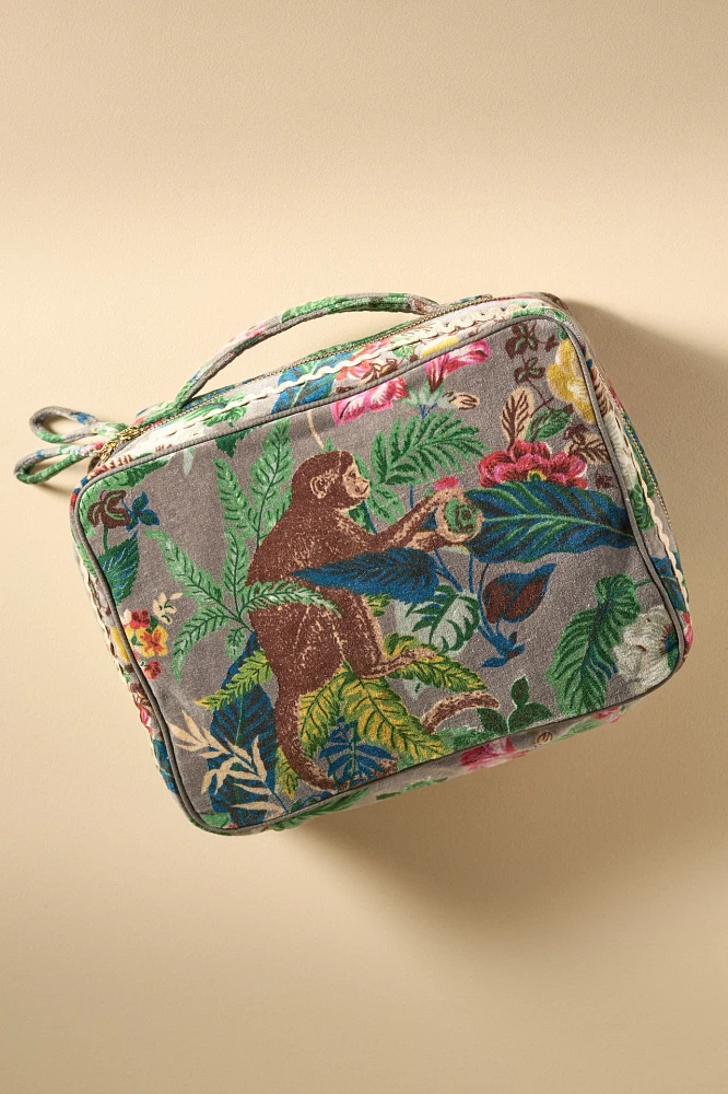 By Anthropologie Printed Velvet Cosmetic Bag