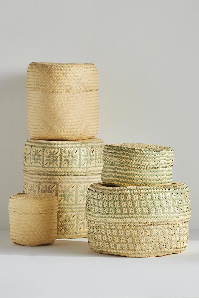 Delilah Woven Palm Baskets, Set of 5