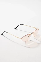 Beveled-Edge Wire Sunglasses