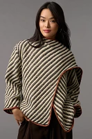 By Anthropologie Faux-Leather Trim Poncho