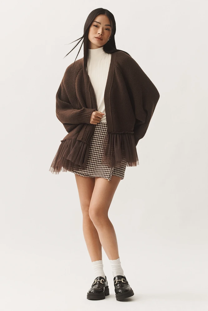 Sunday Brooklyn Tulle Ruffle Cardigan Sweater