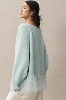 Sunday in Brooklyn Tulle Ruffle Cardigan Sweater